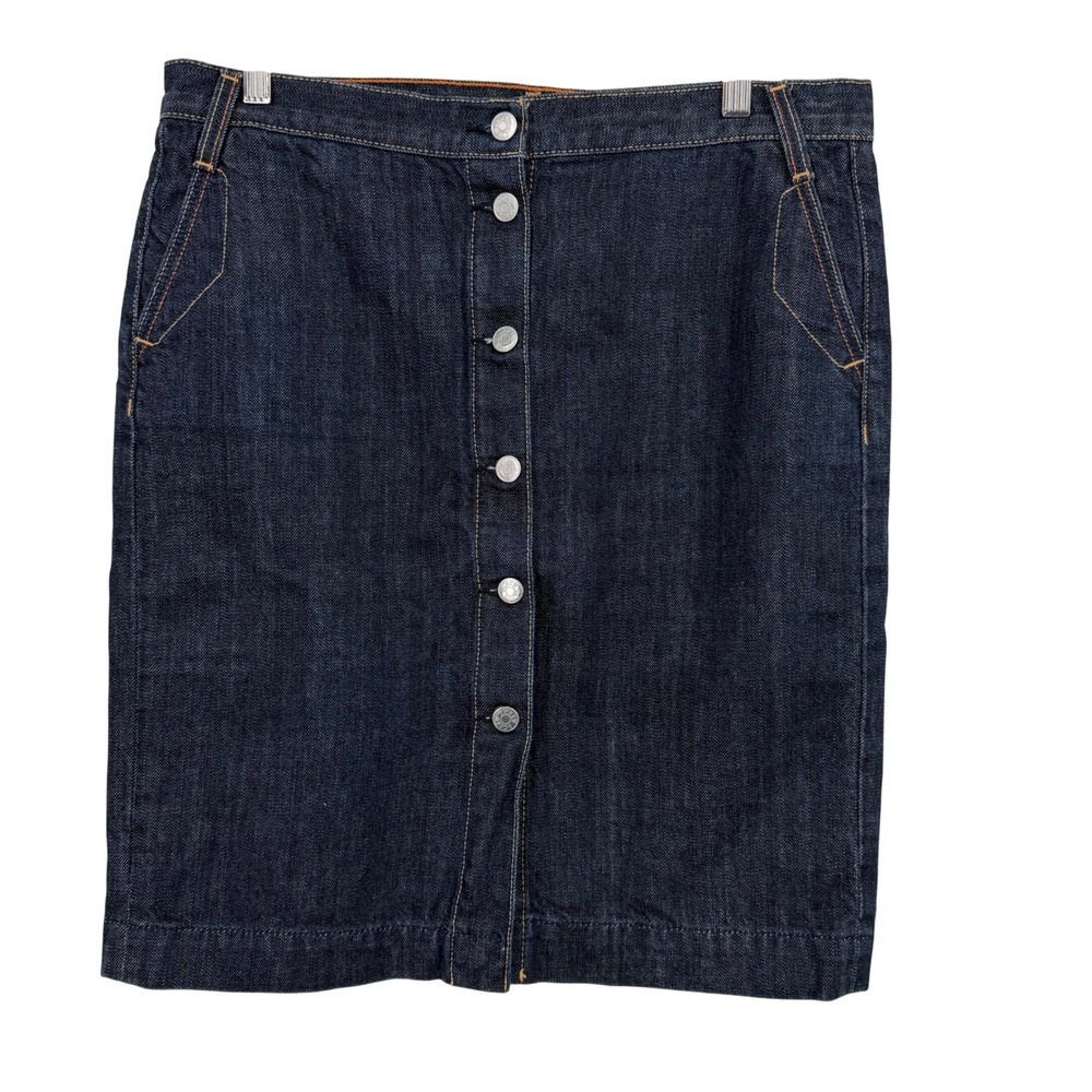 J.Crew Denim Skirt Women 8 Blue Excellent Button Front Made in USA Western